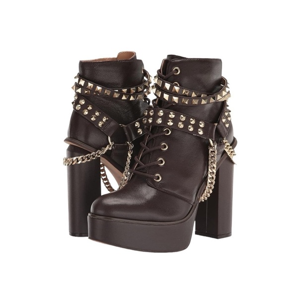 NWOT Jessica Simpson Women's Lannoli Lace-Up Studded Chain Platform Boots